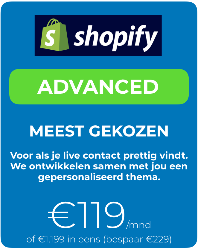 Experify Shopify webshop - ADVANCED